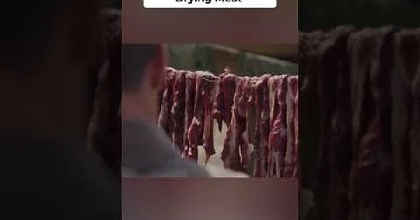 a hyena-proof skinning shed for drying meat in 80 degree heat