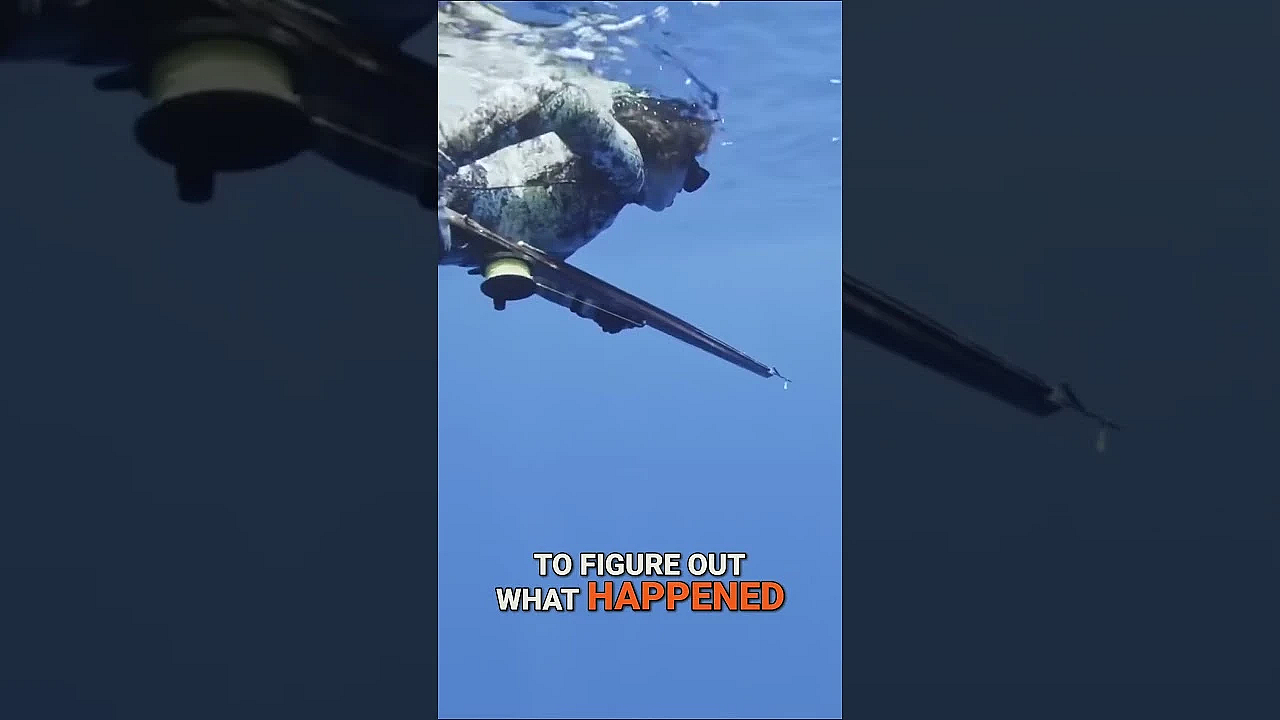 Spearing Mahi mahi off a barrel stacked with fish