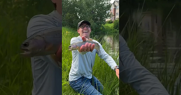 The Day We Found Out There Were Fish In The New Office Pond. #fueledbynature #meateater #fishing