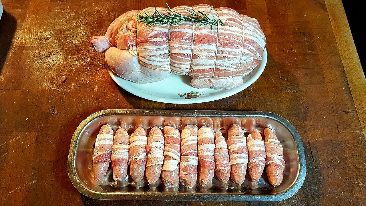 A 3 Bird Roast. Pheasducken  &amp; Homemade Game Sausage, Pigs In Blankets.#srp