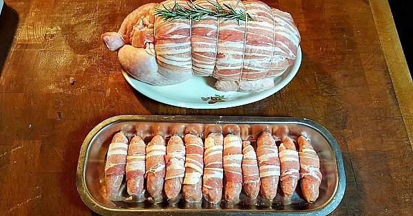 A 3 Bird Roast. Pheasducken  &amp; Homemade Game Sausage, Pigs In Blankets.#srp