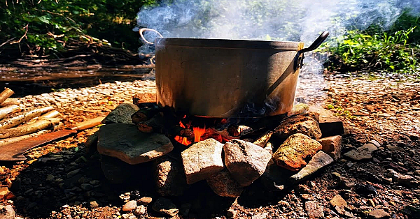 Authentic, Louisiana Crawfish Boil. Cooked In Rural England, Stream Side, Over A Wood Fire..  #srp