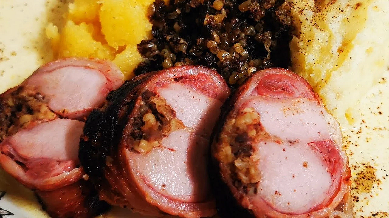 Haggis. Haggis Stuffed Rabbit Loin With Neeps, Tatties &amp; Whisky Sauce. #haggis #burnsnight #srp
