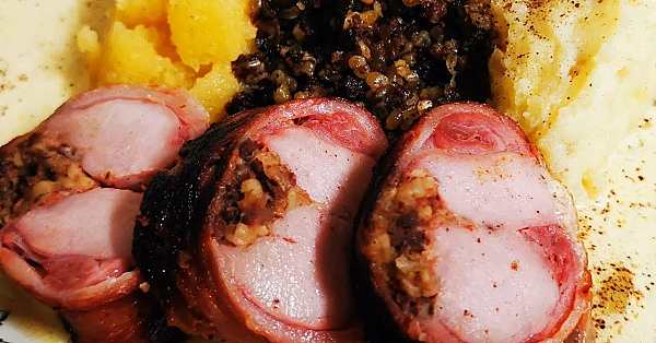 Haggis. Haggis Stuffed Rabbit Loin With Neeps, Tatties &amp; Whisky Sauce. #haggis #burnsnight #srp