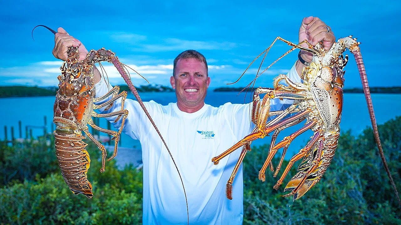 Monster Lobster {catch Clean Cook} Home Made Lobster Bisque 2.0 (staniel Cay, Bahamas)