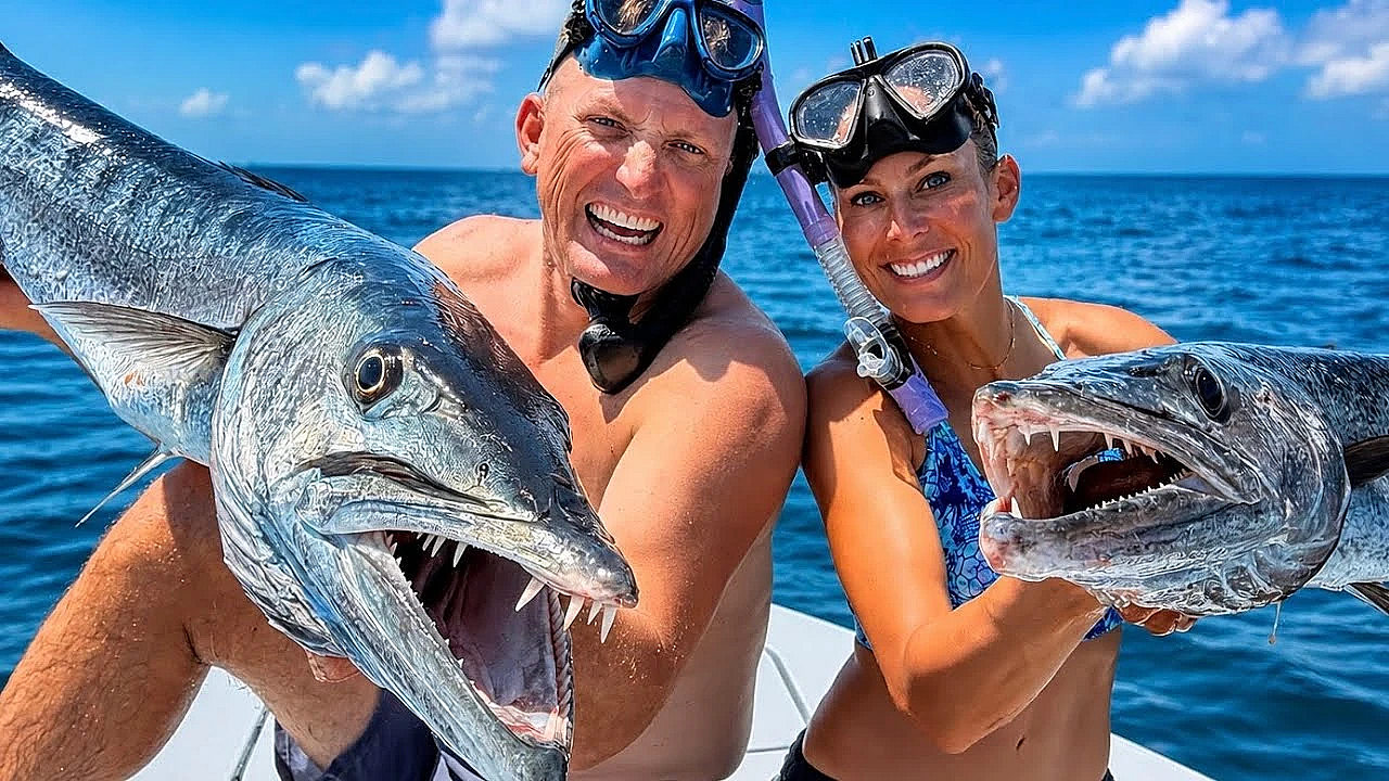 Spearfishing with my Wife! {Catch Clean Cook} Cobia vs Barracuda Taste Test!