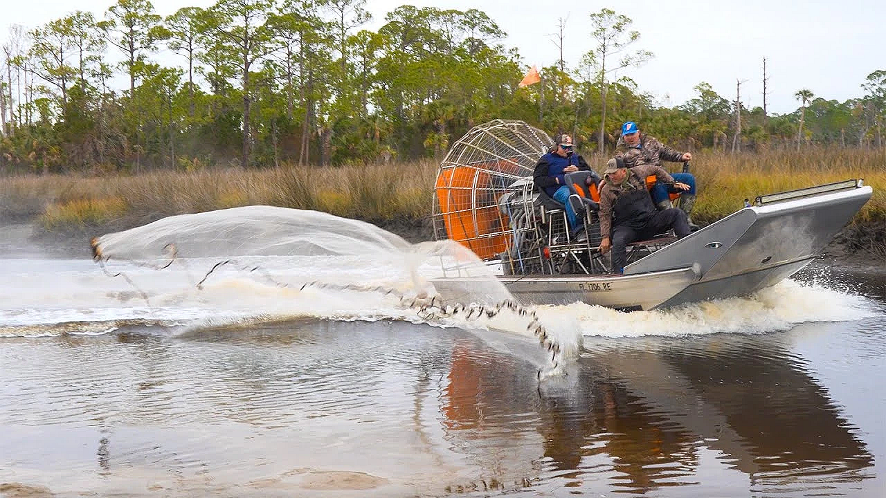 High Speed Air Boat Fishing! {catch Clean Cook} Redfish Vs Mullet