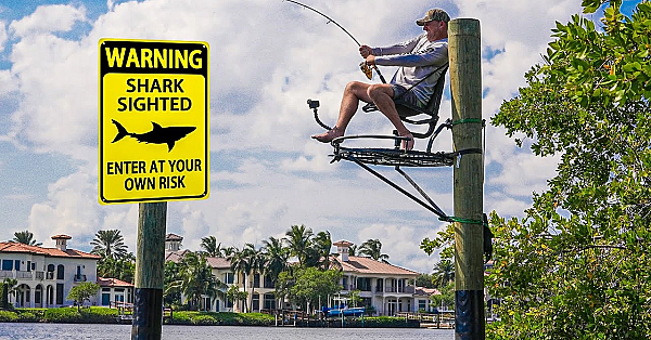 Shark Fishing From A Treestand In Front Of Million Dollar Homes!