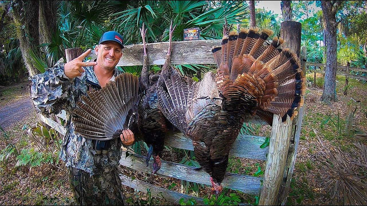 2 Osceola Long Beard Gobblers With 1 Shot! {catch Clean Cook}