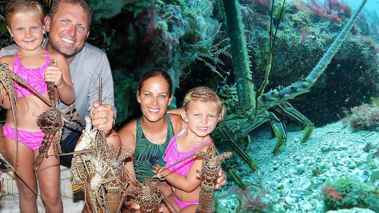 Deep Sea Diving For Wild Spiny Lobsters {catch Clean Cook} Epic Family Cook Out!!!