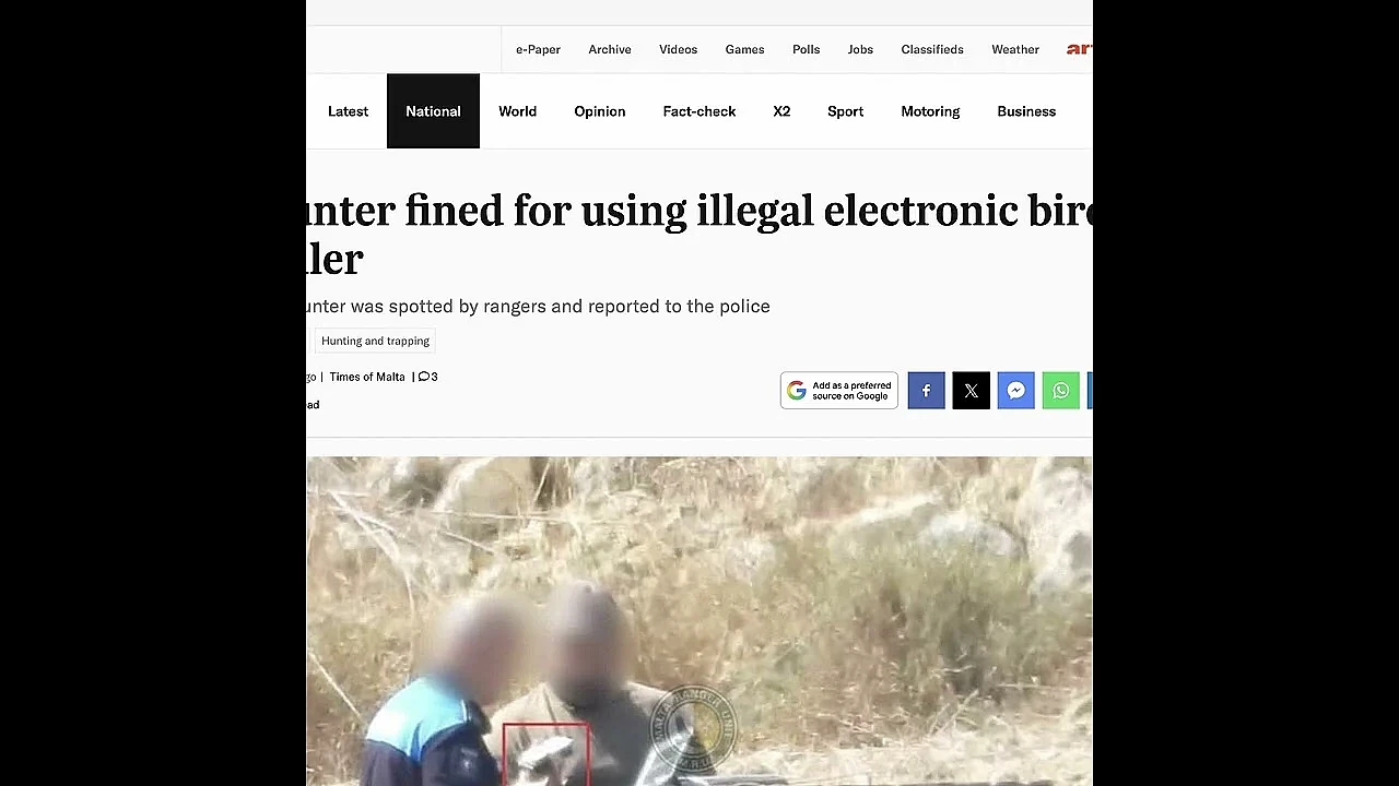 Malta hunter fined over electronic bird caller