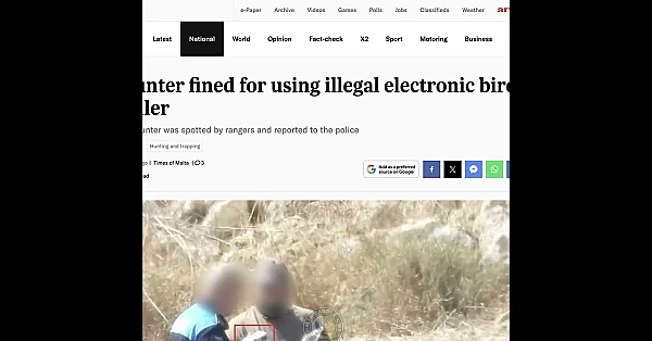 Malta hunter fined over electronic bird caller