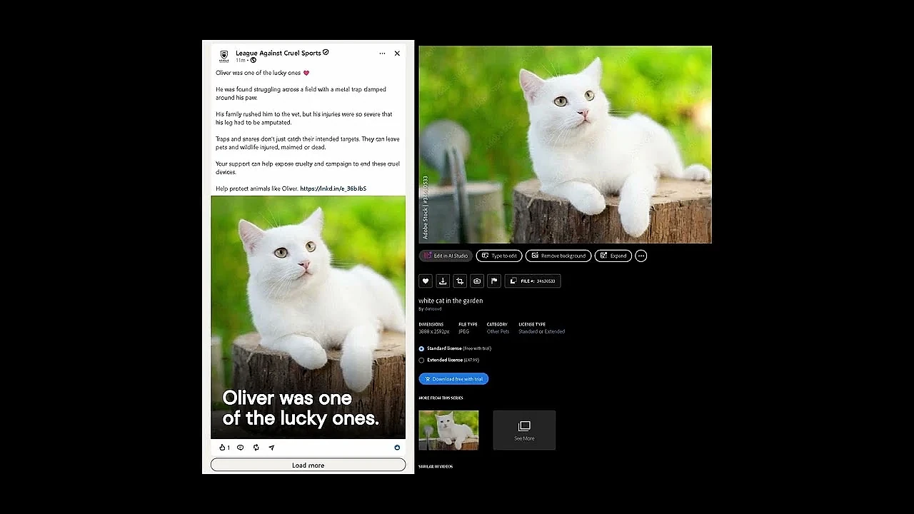 An AI stock image in an animal welfare campaign?