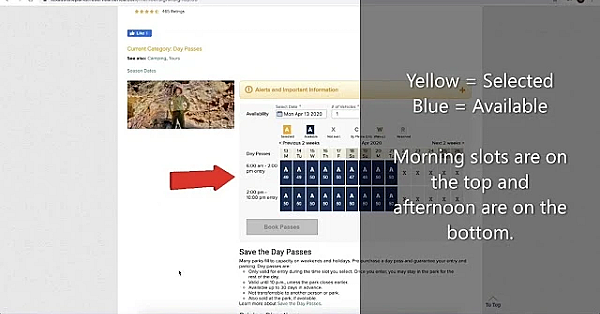 How To Make A Texas State Park Online Reservation For Parks With Time Entry Windows (desktop)
