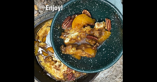 Dutch Oven Peach Cobbler